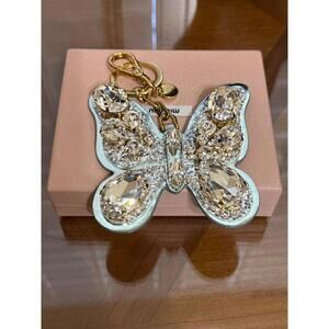 Miu Miu Crystal Butterfly Bag Charm Keychain